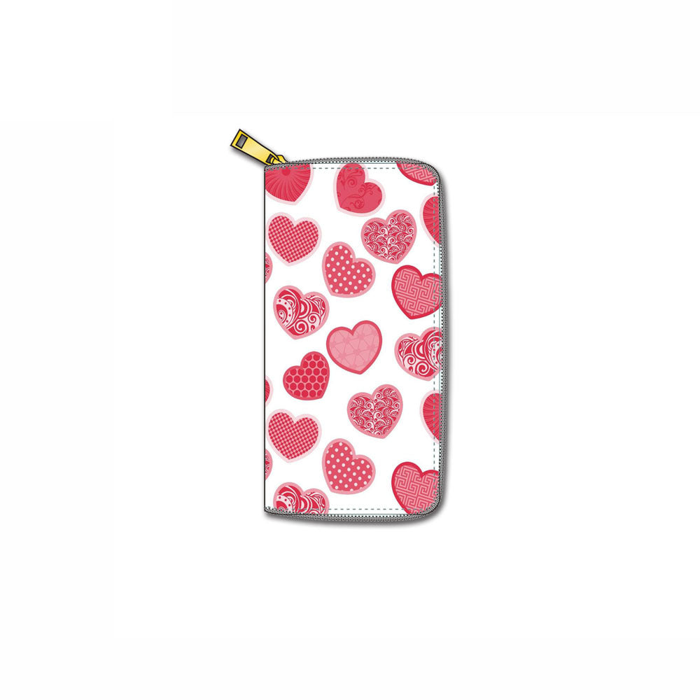 Venta al por mayor Cartoon Love PU Cartera larga con cremallera